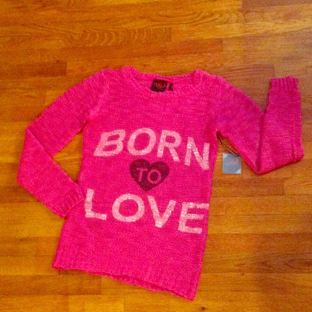 YOKI Born To Love Fuchsia Hot Pink Sweater L